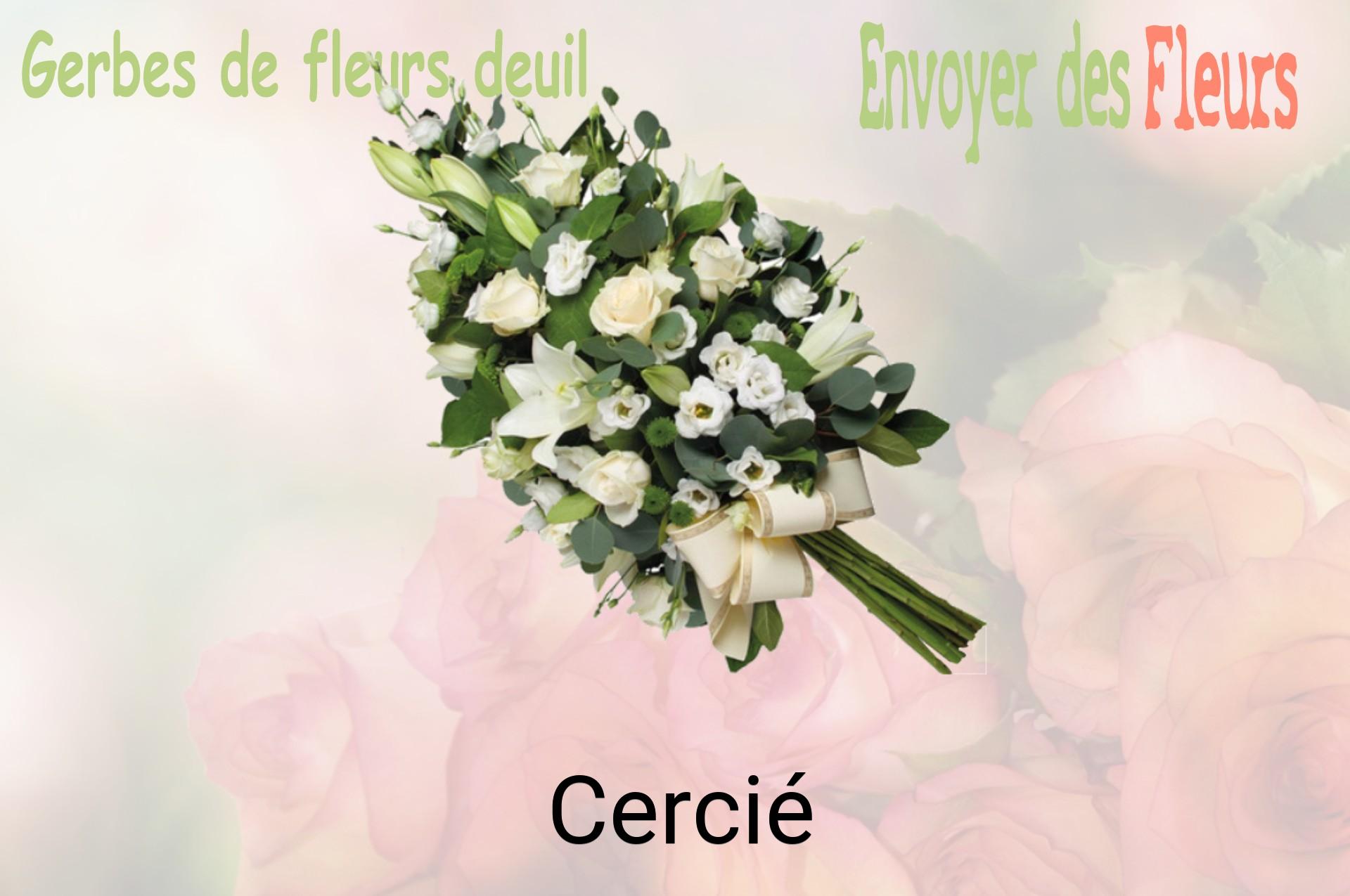 Gerbe de fleurs de deuil livrée à Cercié